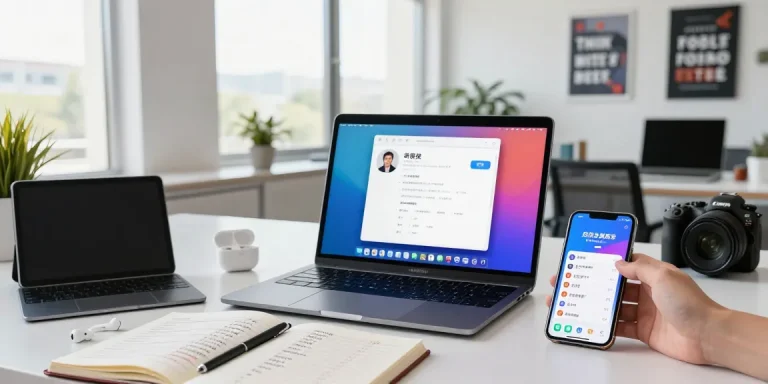 Engaging with Telegram Chinese language interface in a modern workspace